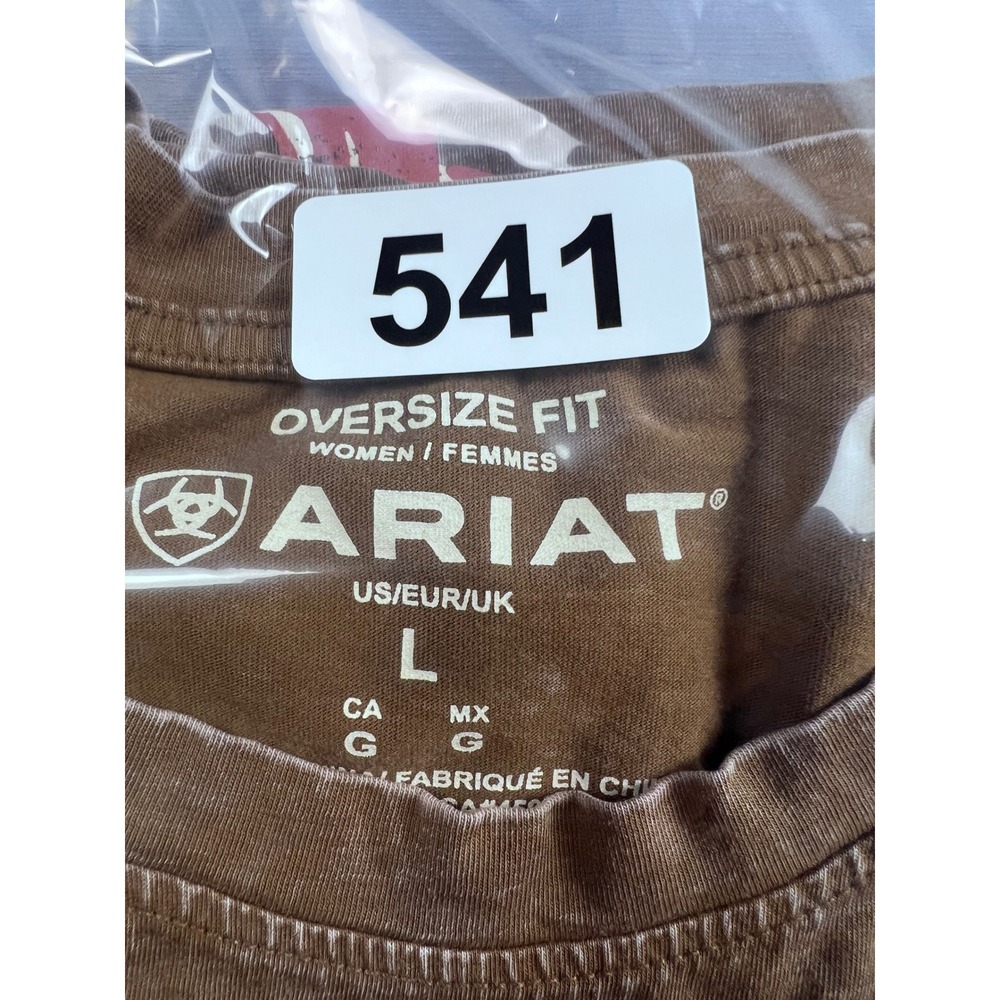Ariat Wild West Cowboy Graphic T-Shirt Brown Mineral Wash Oversize Fit Womens L - Picture 6 of 6